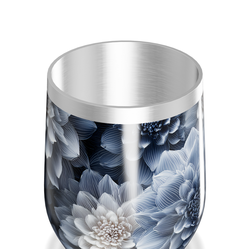 Copo Térmico Slim - Floral Azul Inox