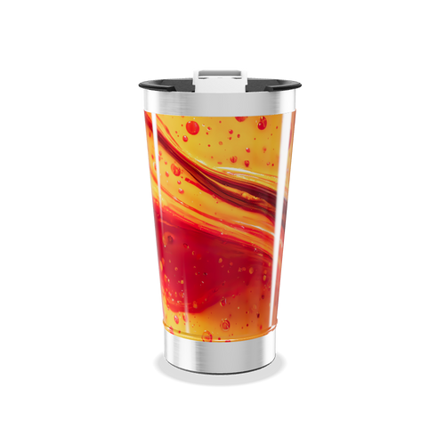 Copo Térmico - Com estampa laranja e vermelha