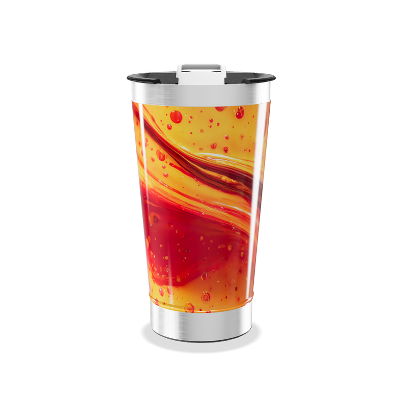 Copo Térmico - Com estampa laranja e vermelha