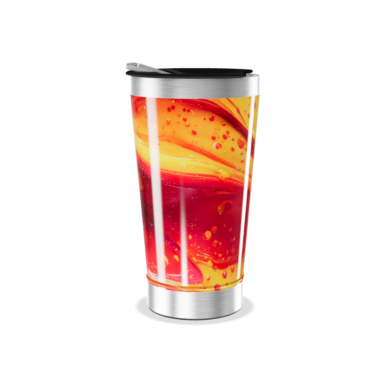 Copo Térmico - Com estampa laranja e vermelha