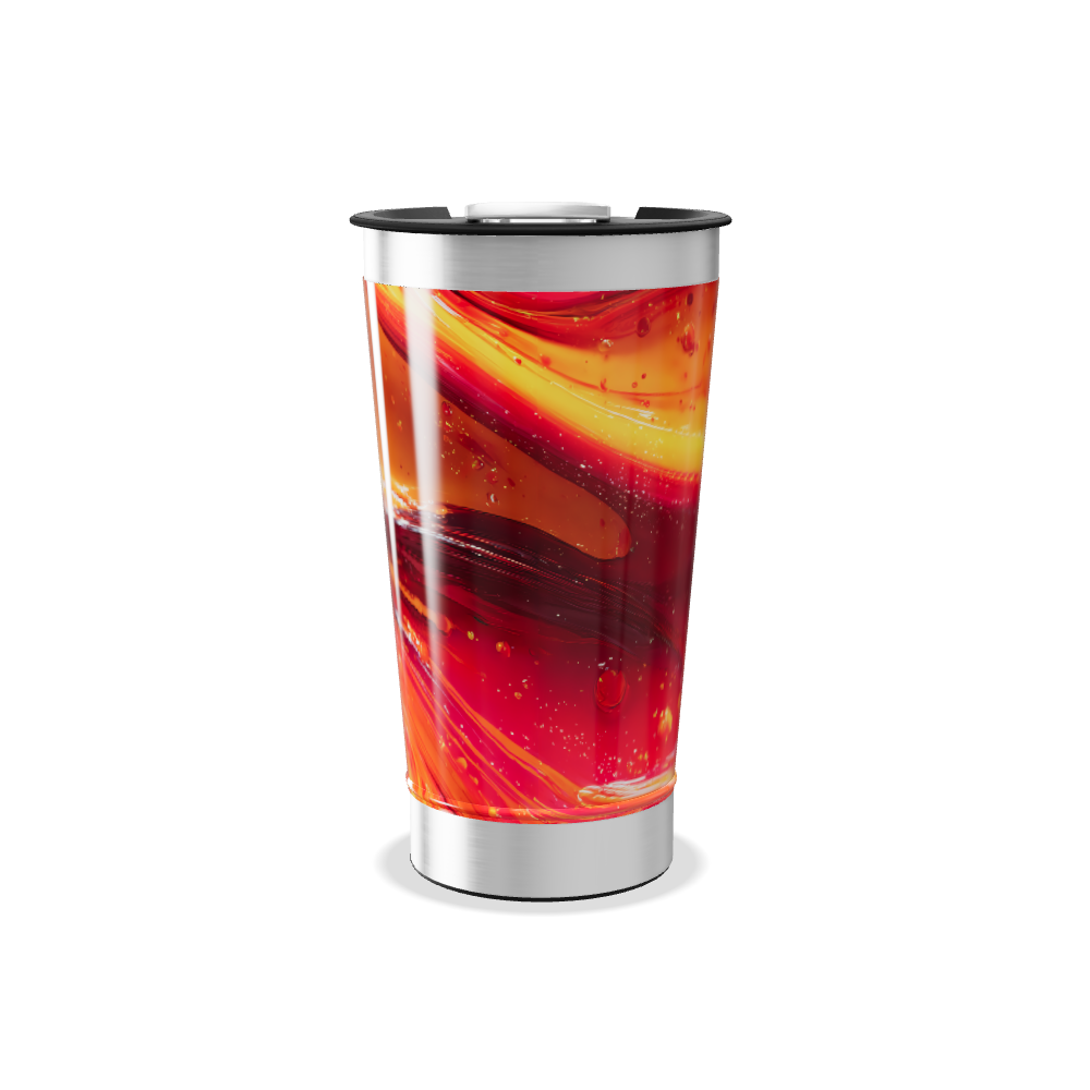 Copo Térmico - Com estampa laranja e vermelha