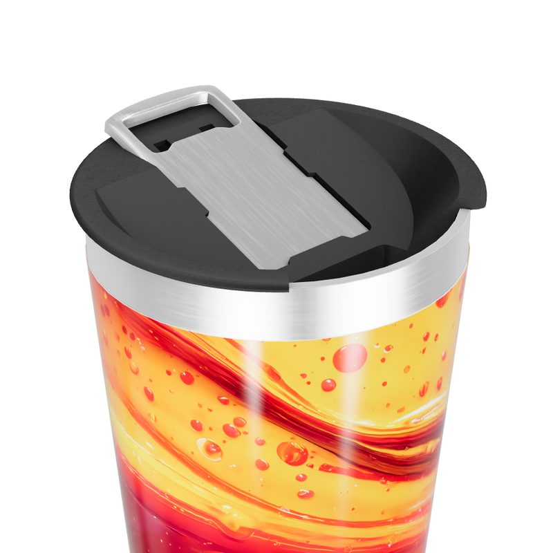 Copo Térmico - Com estampa laranja e vermelha