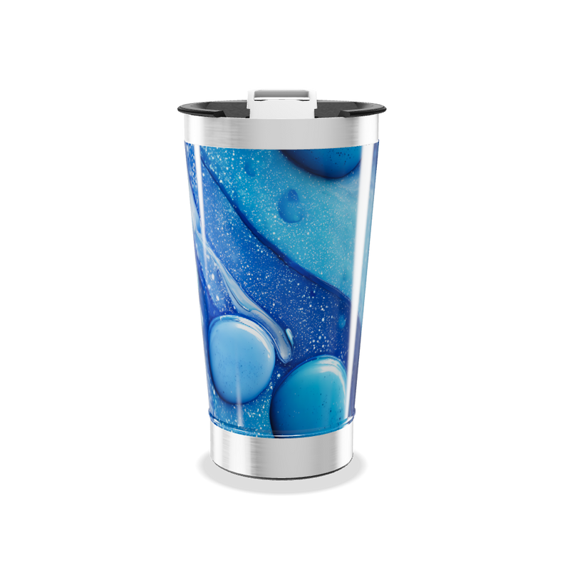 Copo Térmico - Azul com Estampa Abstrata