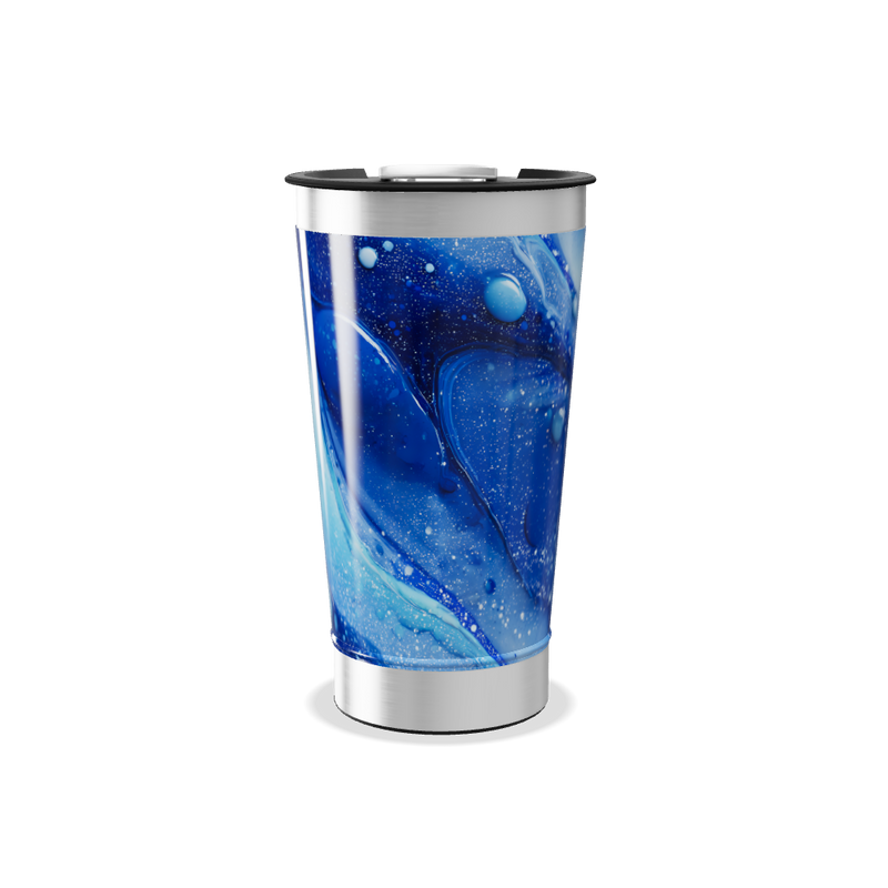 Copo Térmico - Azul com Estampa Abstrata