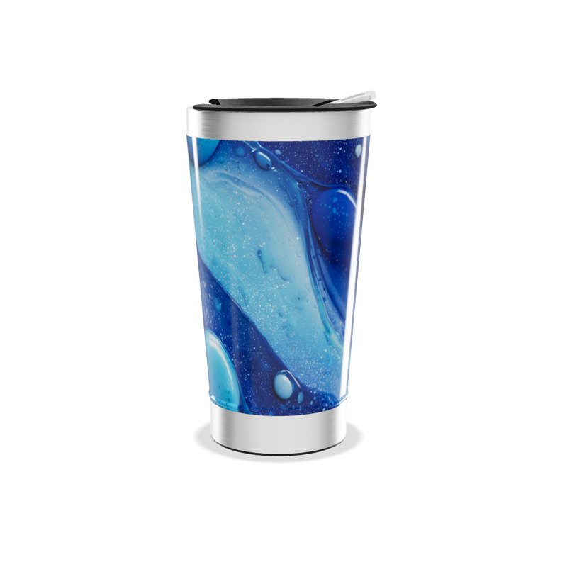 Copo Térmico - Azul com Estampa Abstrata