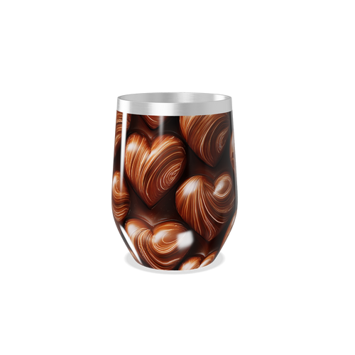 Copo Térmico Slim - Corações Marrom Aço Inox