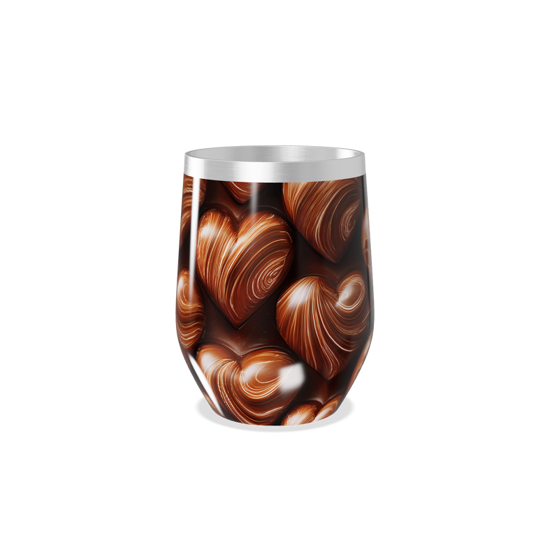 Copo Térmico Slim - Corações Marrom Aço Inox