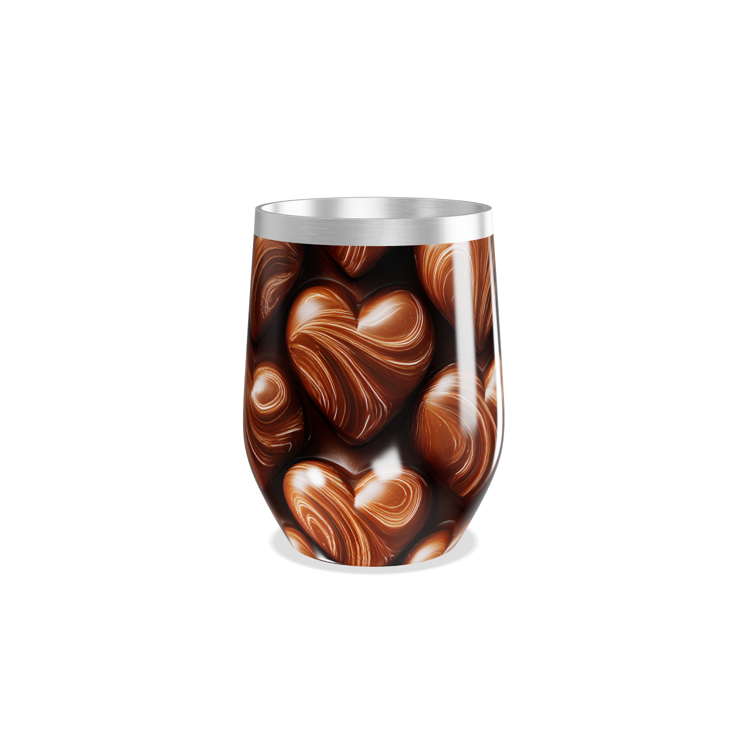 Copo Térmico Slim - Corações Marrom Aço Inox