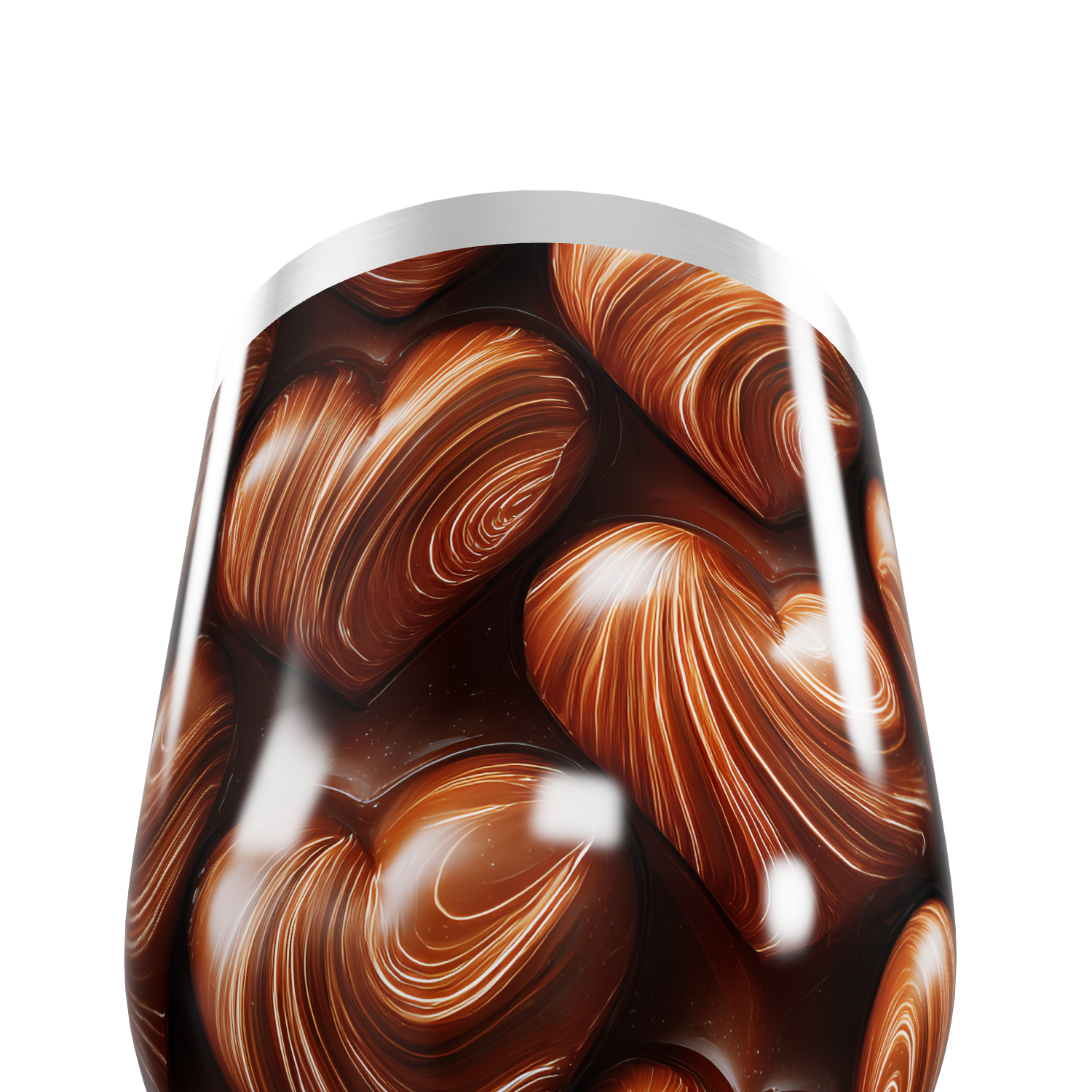 Copo Térmico Slim - Corações Marrom Aço Inox