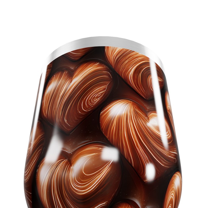 Copo Térmico Slim - Corações Marrom Aço Inox