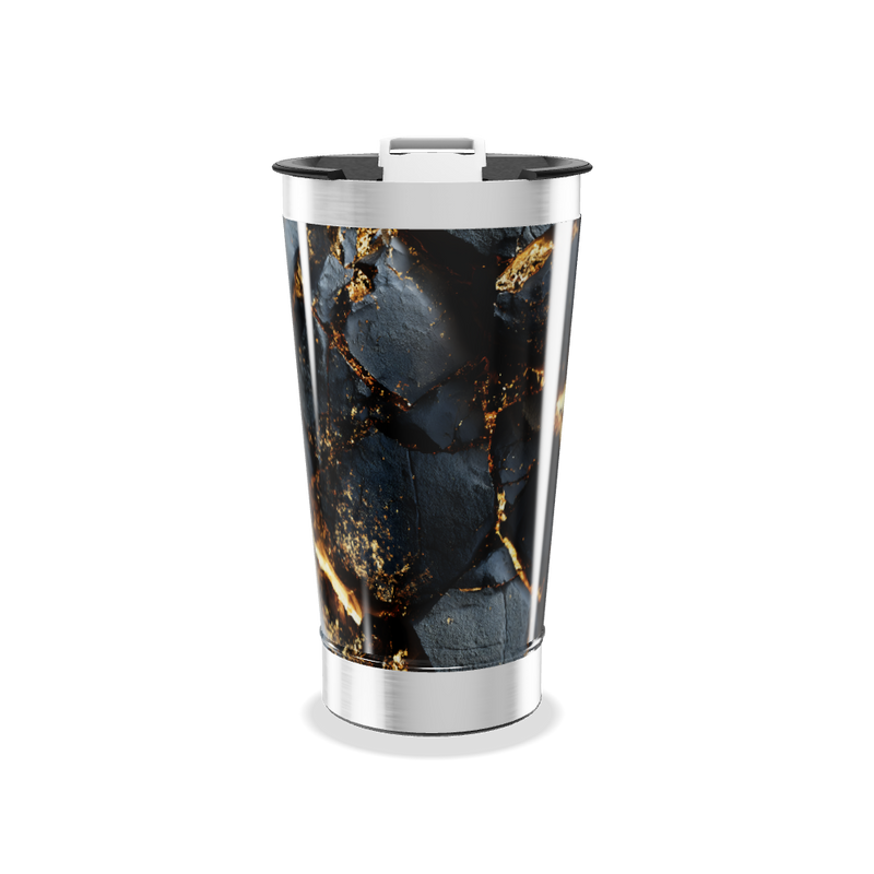 Copo Térmico - Mármore Preto e Dourado