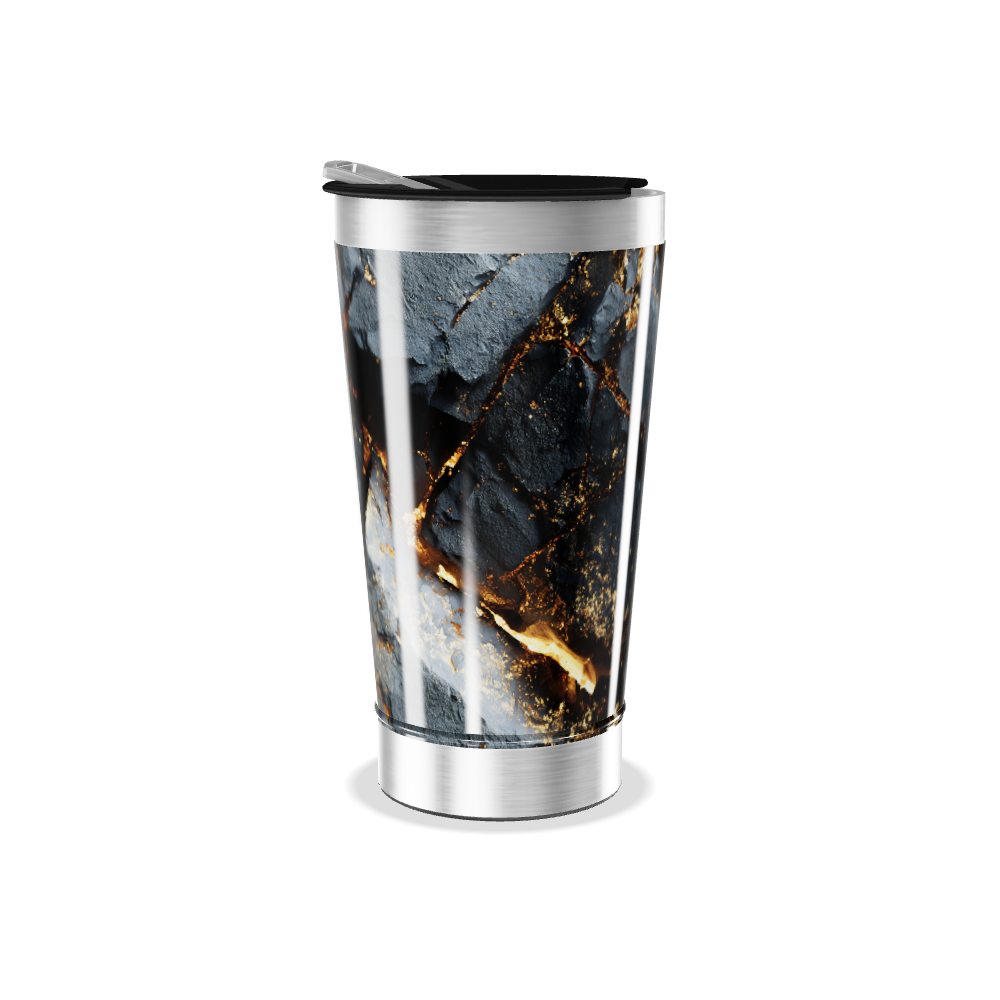 Copo Térmico - Mármore Preto e Dourado