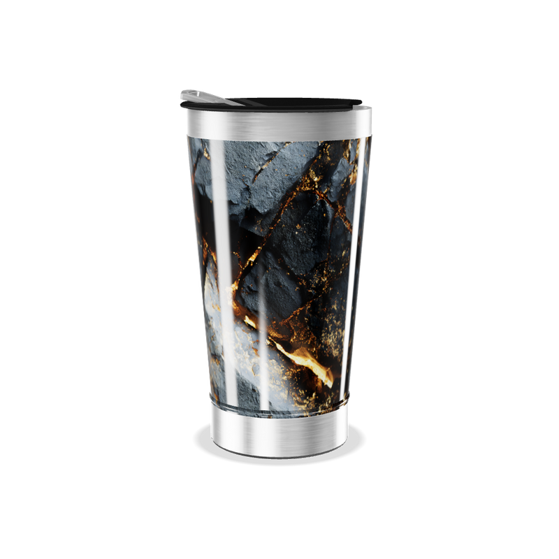 Copo Térmico - Mármore Preto e Dourado
