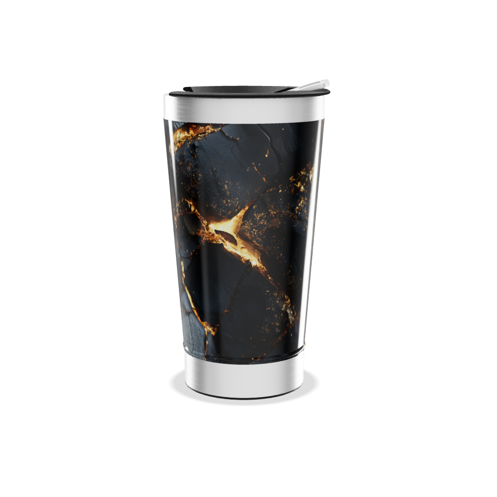 Copo Térmico - Mármore Preto e Dourado