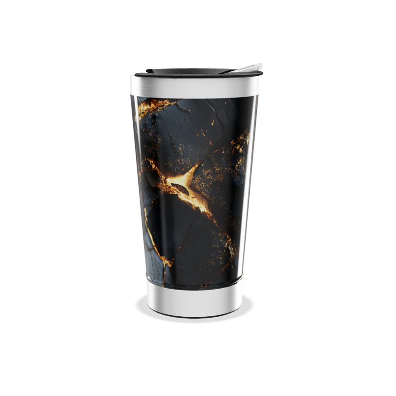 Copo Térmico - Mármore Preto e Dourado