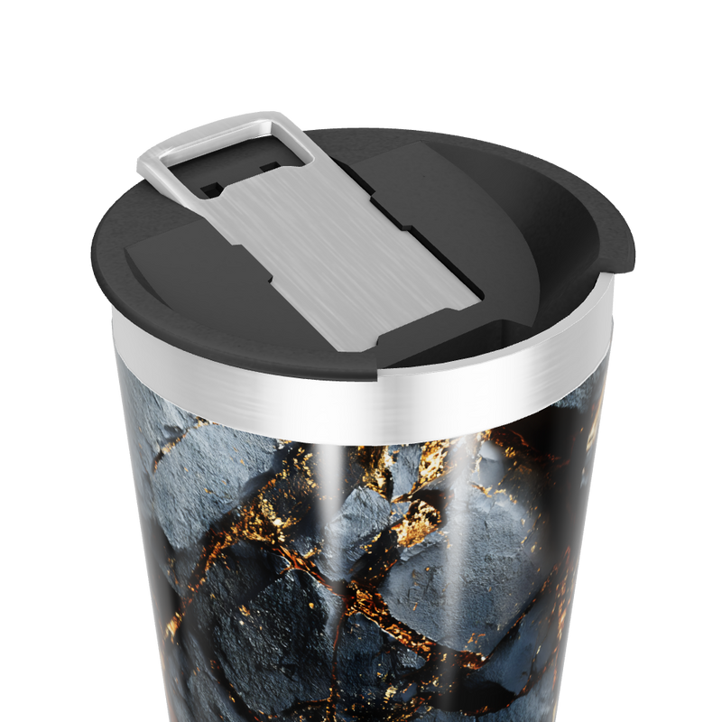 Copo Térmico - Mármore Preto e Dourado