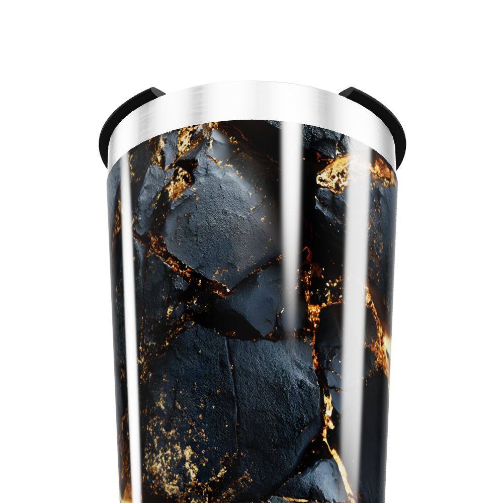 Copo Térmico - Mármore Preto e Dourado
