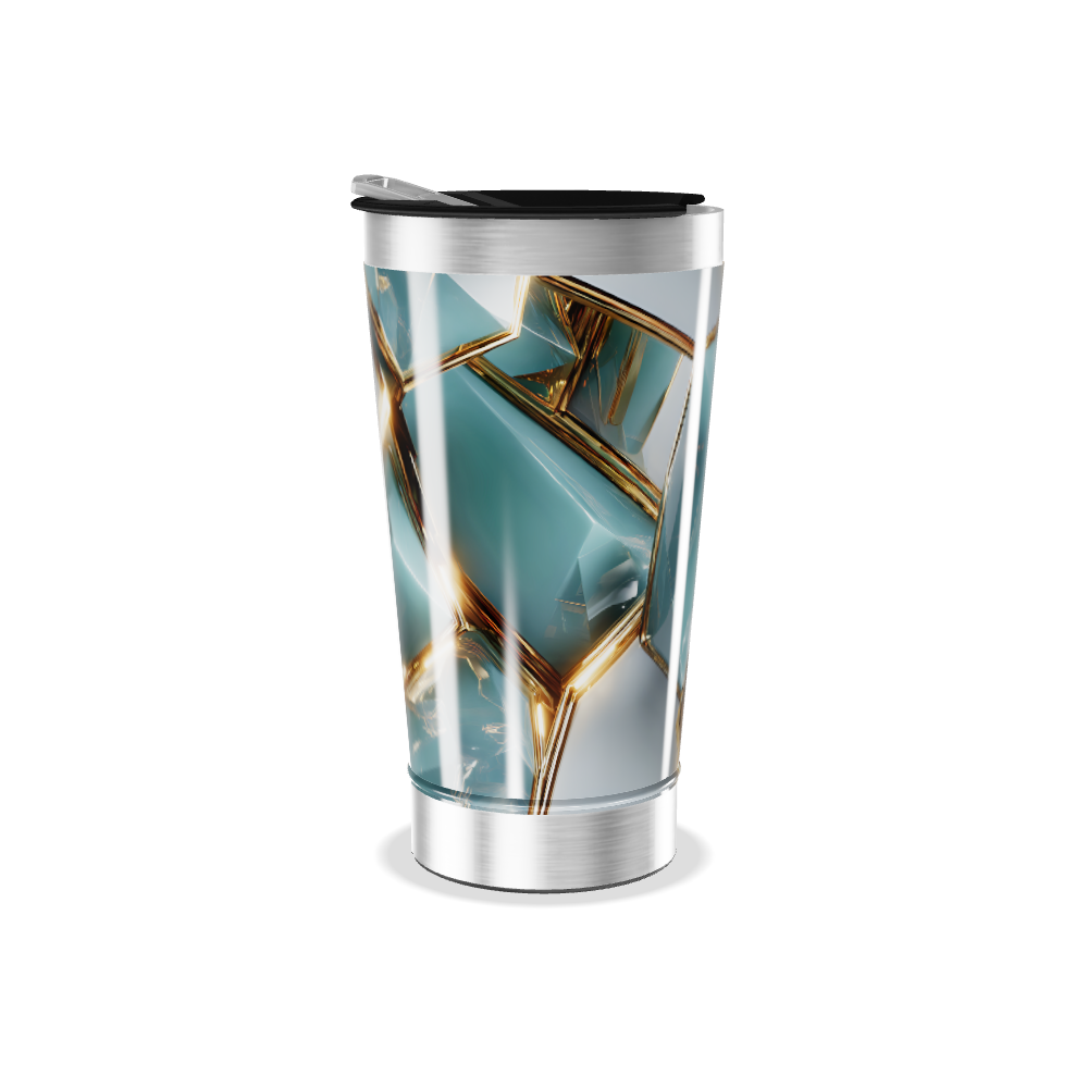 Copo Térmico - Cristais Azul e Dourado