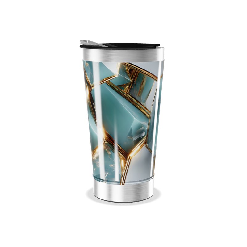 Copo Térmico - Cristais Azul e Dourado