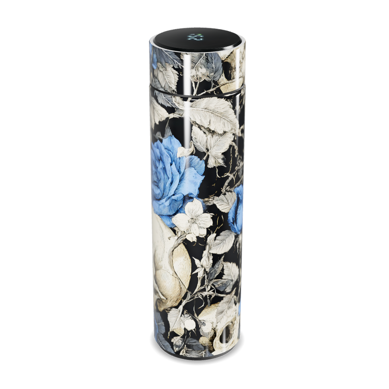 Garrafa Térmica Touch - Floral Azul e Preto