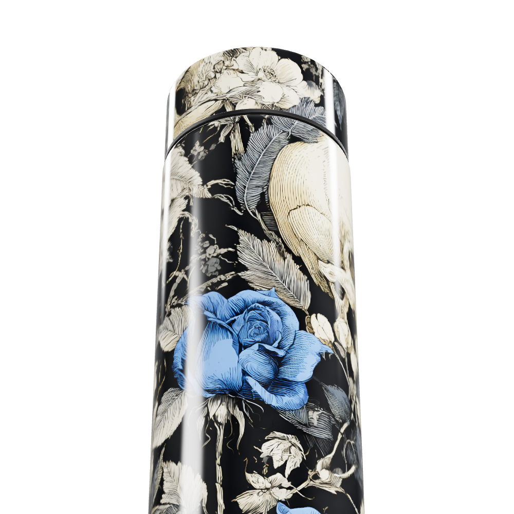 Garrafa Térmica Touch - Floral Azul e Preto