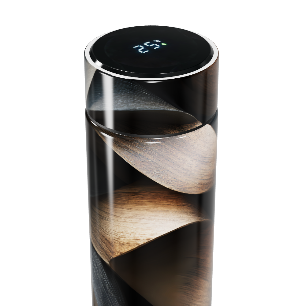 Garrafa Térmica Touch - Design Espiral Madeira