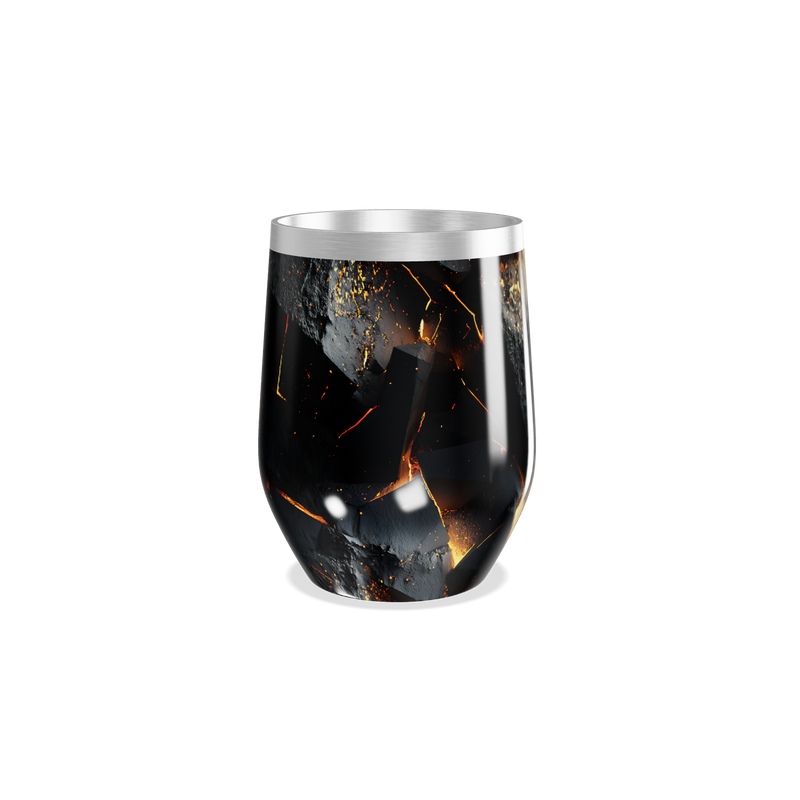 Copo Térmico Slim - Preto com Detalhes Dourados