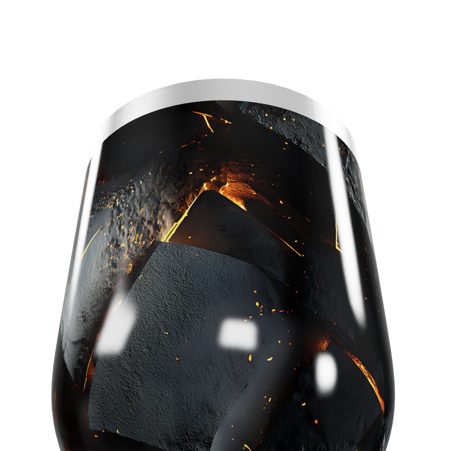 Copo Térmico Slim - Preto com Detalhes Dourados