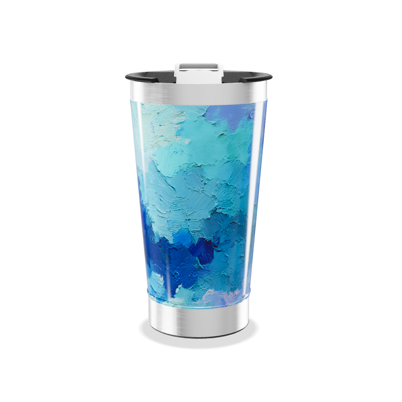Copo Térmico - Azul Pintura Abstrata