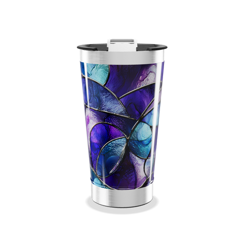 Copo Térmico - Design Abstrato Azul e Roxo