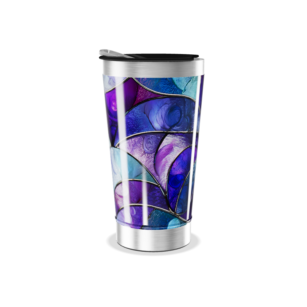 Copo Térmico - Design Abstrato Azul e Roxo