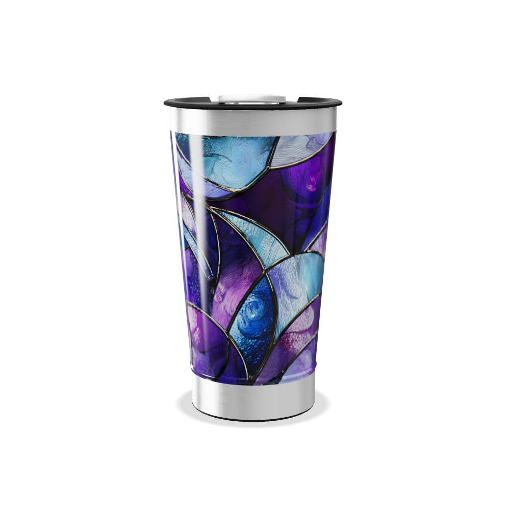 Copo Térmico - Design Abstrato Azul e Roxo