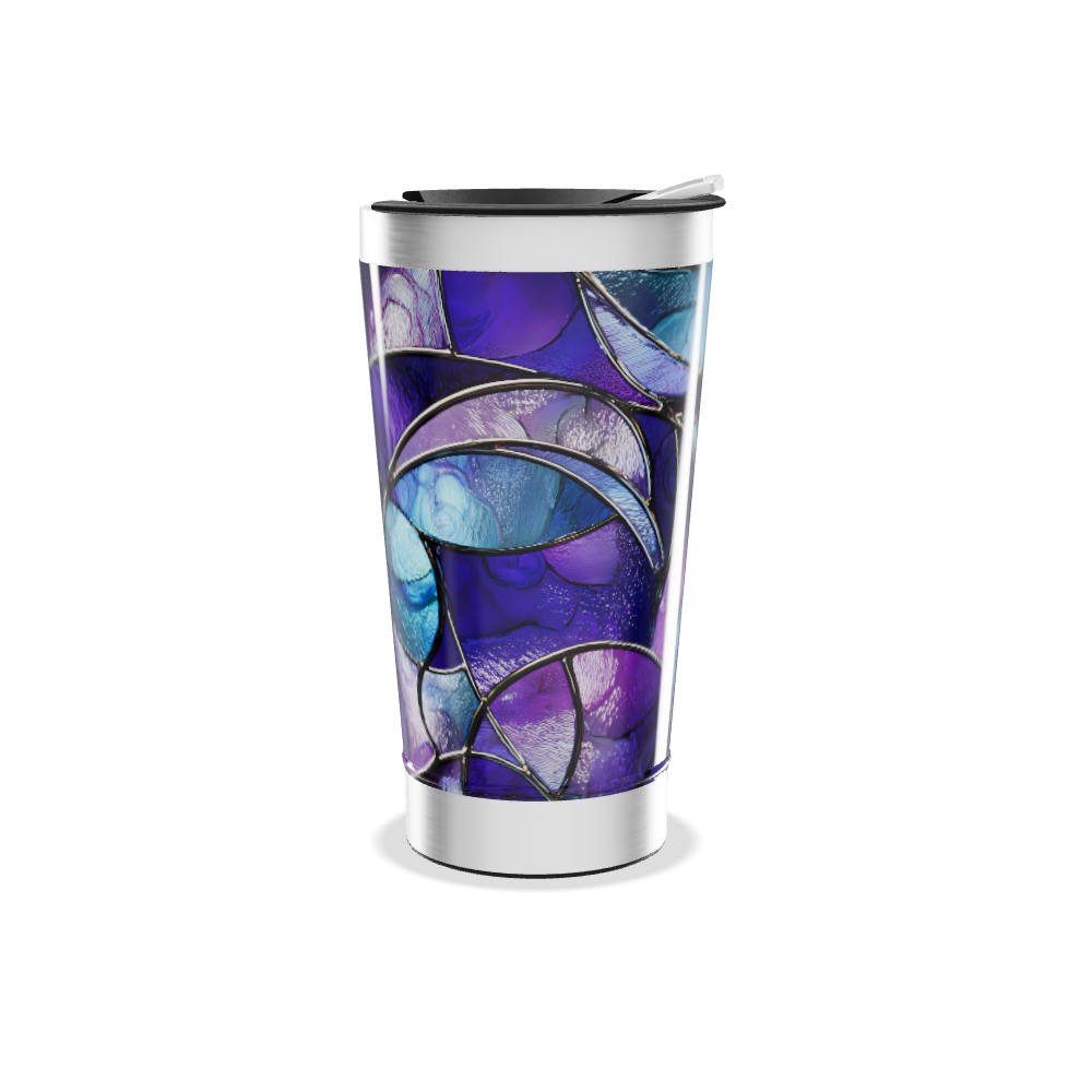 Copo Térmico - Design Abstrato Azul e Roxo
