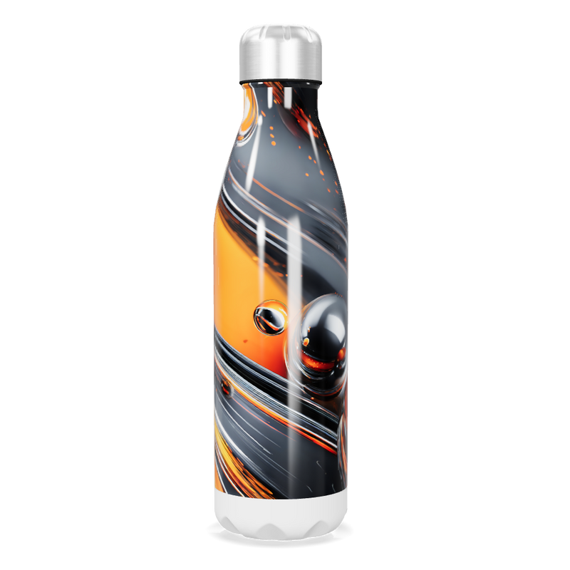 Garrafa Inox - Estampa Laranja e Cinza