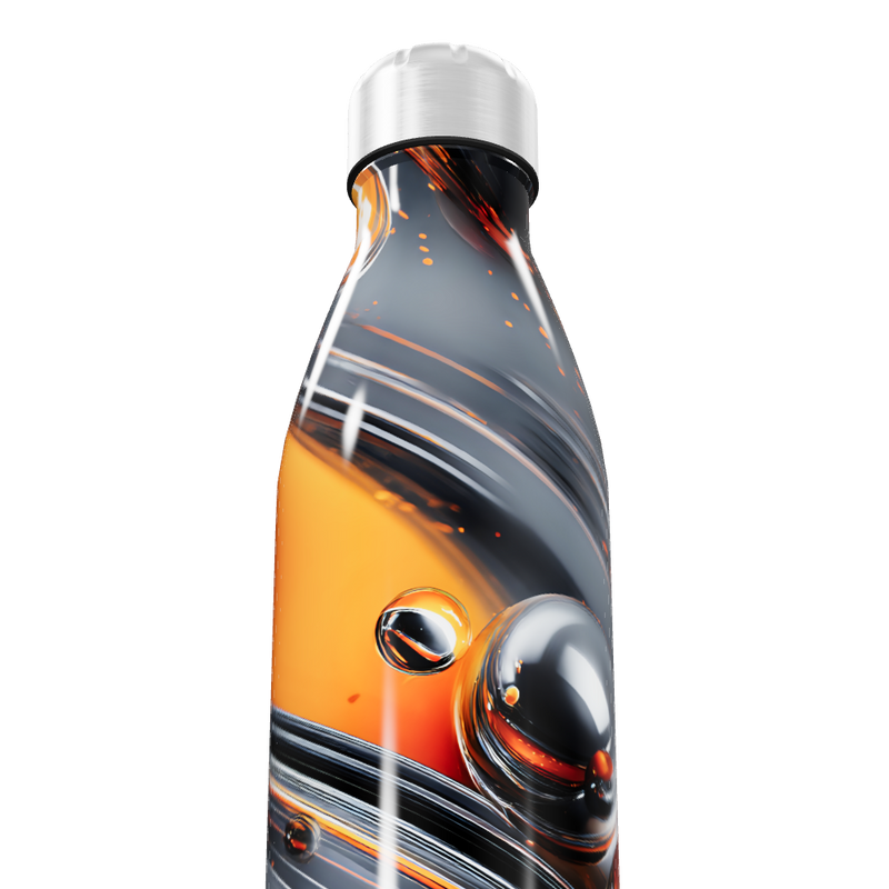 Garrafa Inox - Estampa Laranja e Cinza