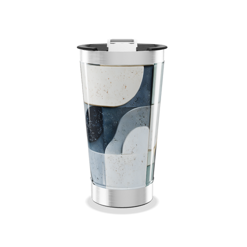 Copo Térmico - Abstrato Azul e Branco