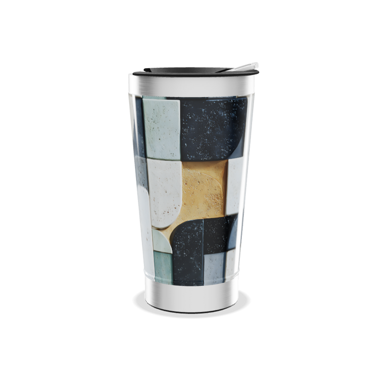 Copo Térmico - Abstrato Azul e Branco