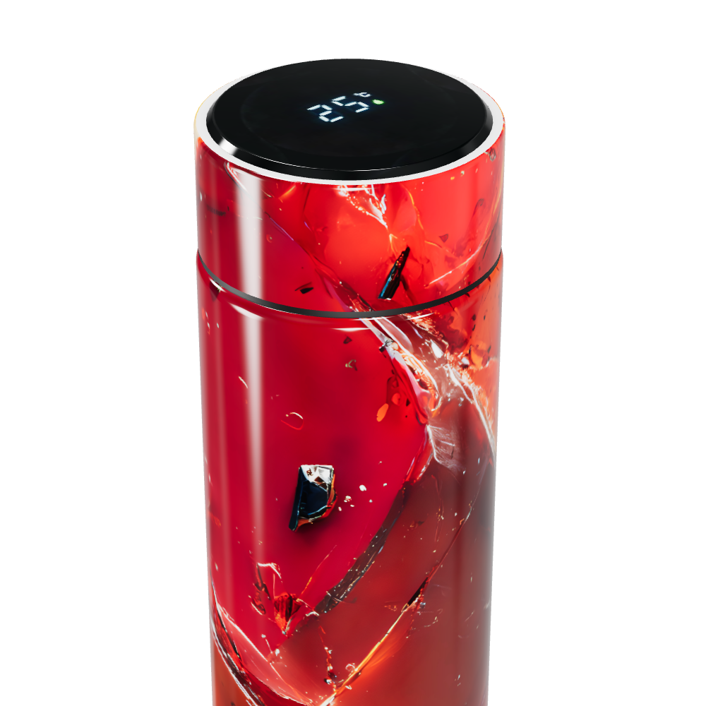 Garrafa Térmica Touch Estampa Abstrata Vermelha