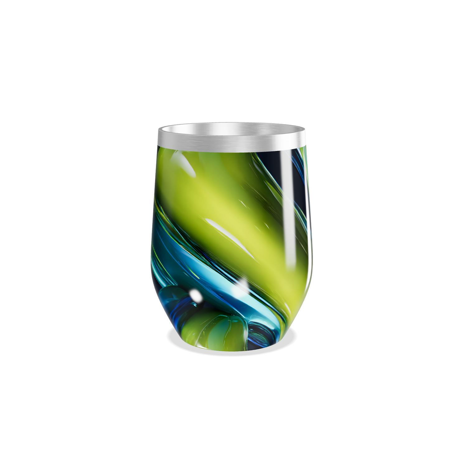 Copo Térmico Slim - Azul Verde Abstrato Inox