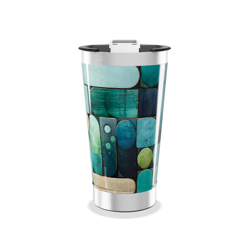 Copo Térmico - Estampa Geométrica Azul