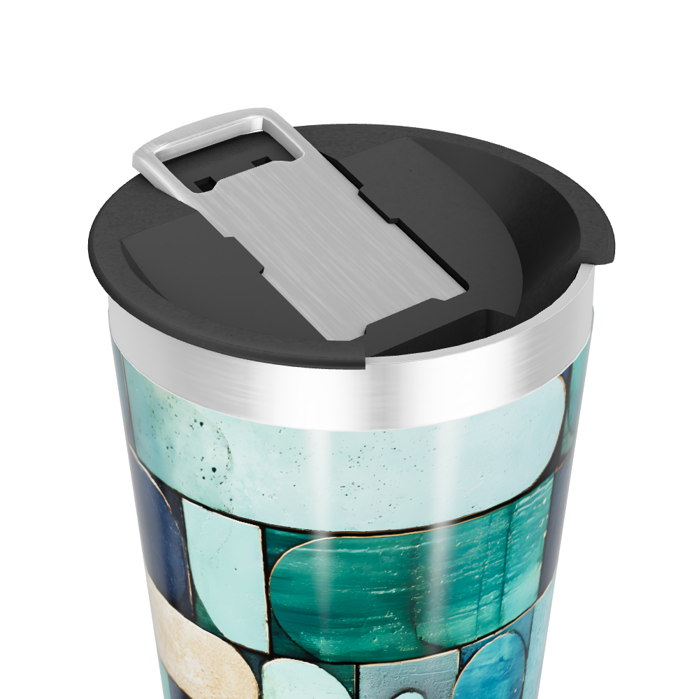 Copo Térmico - Estampa Geométrica Azul