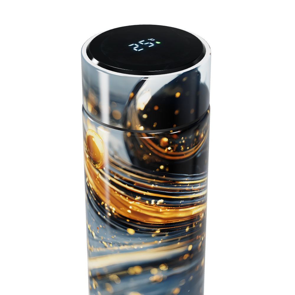 Garrafa Térmica Touch - Design Ouro e Preto