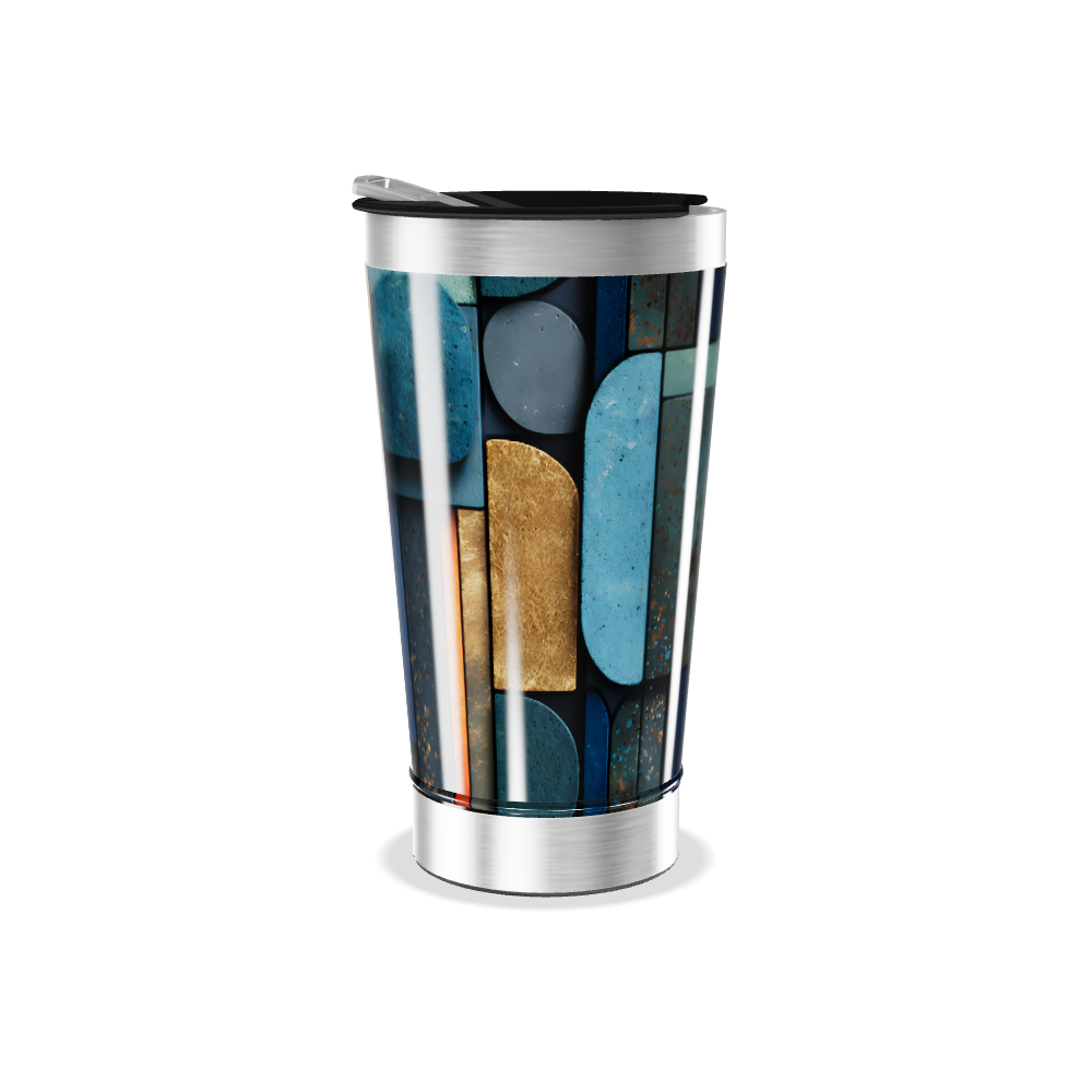 Copo Térmico - Estampa Geométrica Azul