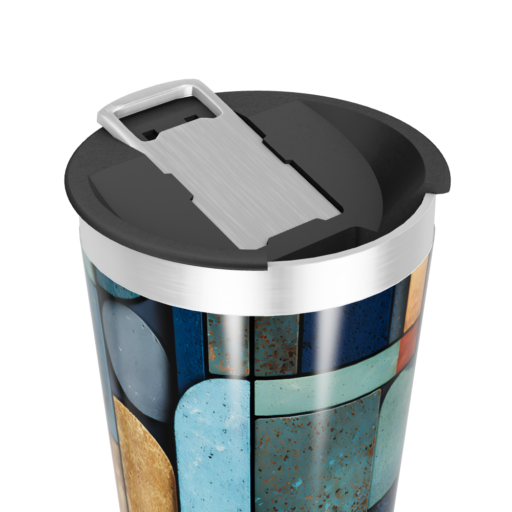 Copo Térmico - Estampa Geométrica Azul