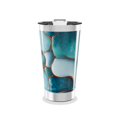 Copo Térmico - Azul Estampado Geométrico