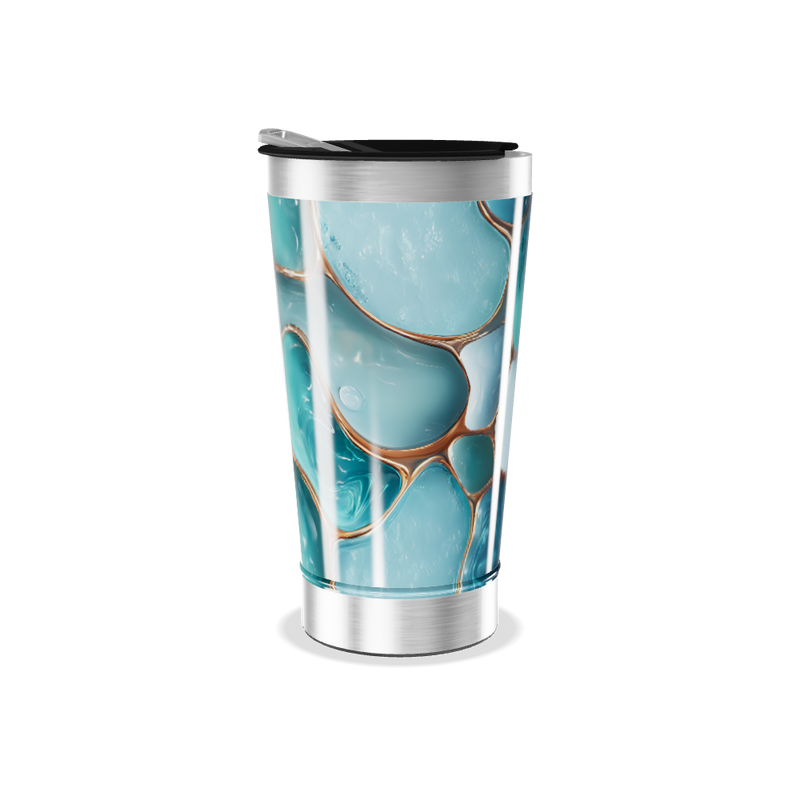 Copo Térmico - Azul Estampado Geométrico