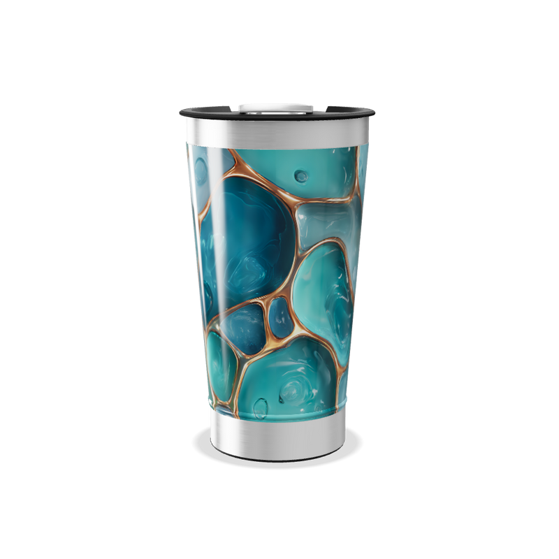 Copo Térmico - Azul Estampado Geométrico