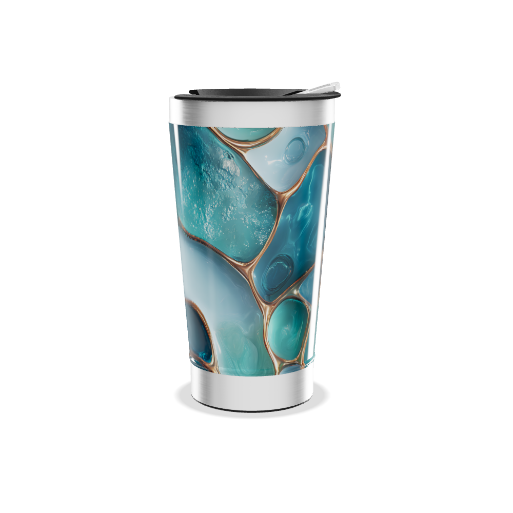 Copo Térmico - Azul Estampado Geométrico