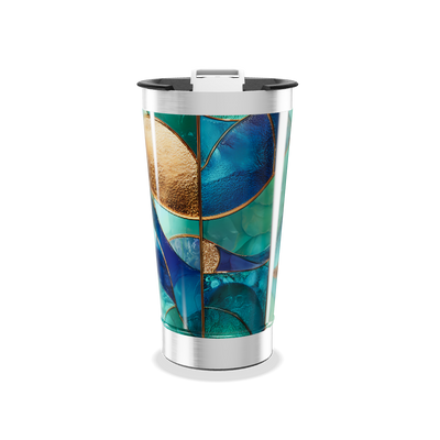 Copo Térmico - Vidro Azul e Dourado