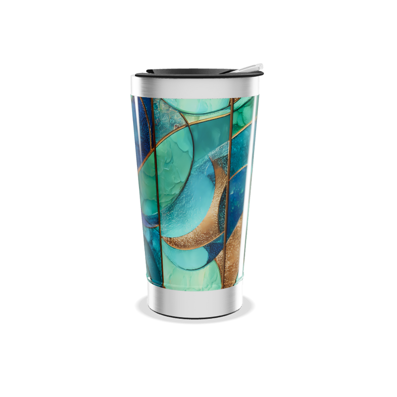 Copo Térmico - Vidro Azul e Dourado